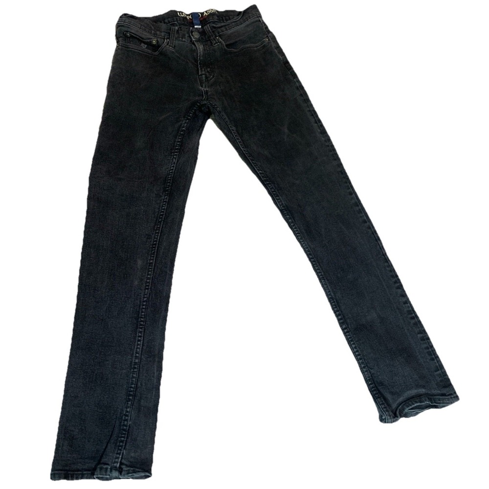 US Polo Assn Mens Jeans W30 L32 Black Denim Straight Leg Stretch Pants Classic